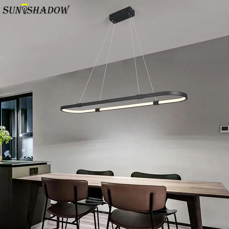 

100CM Black Modern Led Pendant Light For Dining room Kitchen Living room Chandeliers Led Pendant Lamp Hanging Lighting Fixtures