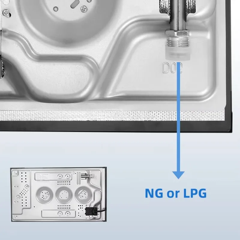 Estufa de gas de acero inoxidable, estufa de gas de 2 quemadores con protección automática contra la llama, compatible con gas natural y propano.
