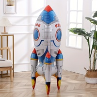 Children's Outer Space Themed Birthday Party Decoration Boy Inflatable Toy 4D Vertical Aluminum Film Inflatable Rocket Balloon