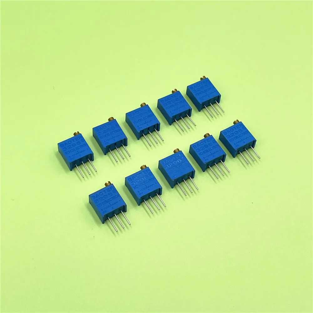 

100pcs 3296W 3296 502 5K Ohm Multiturn Cermet Trimmer Potentiometer Adjustable Trim Pot High Precision Variable Resistor 3-Pins