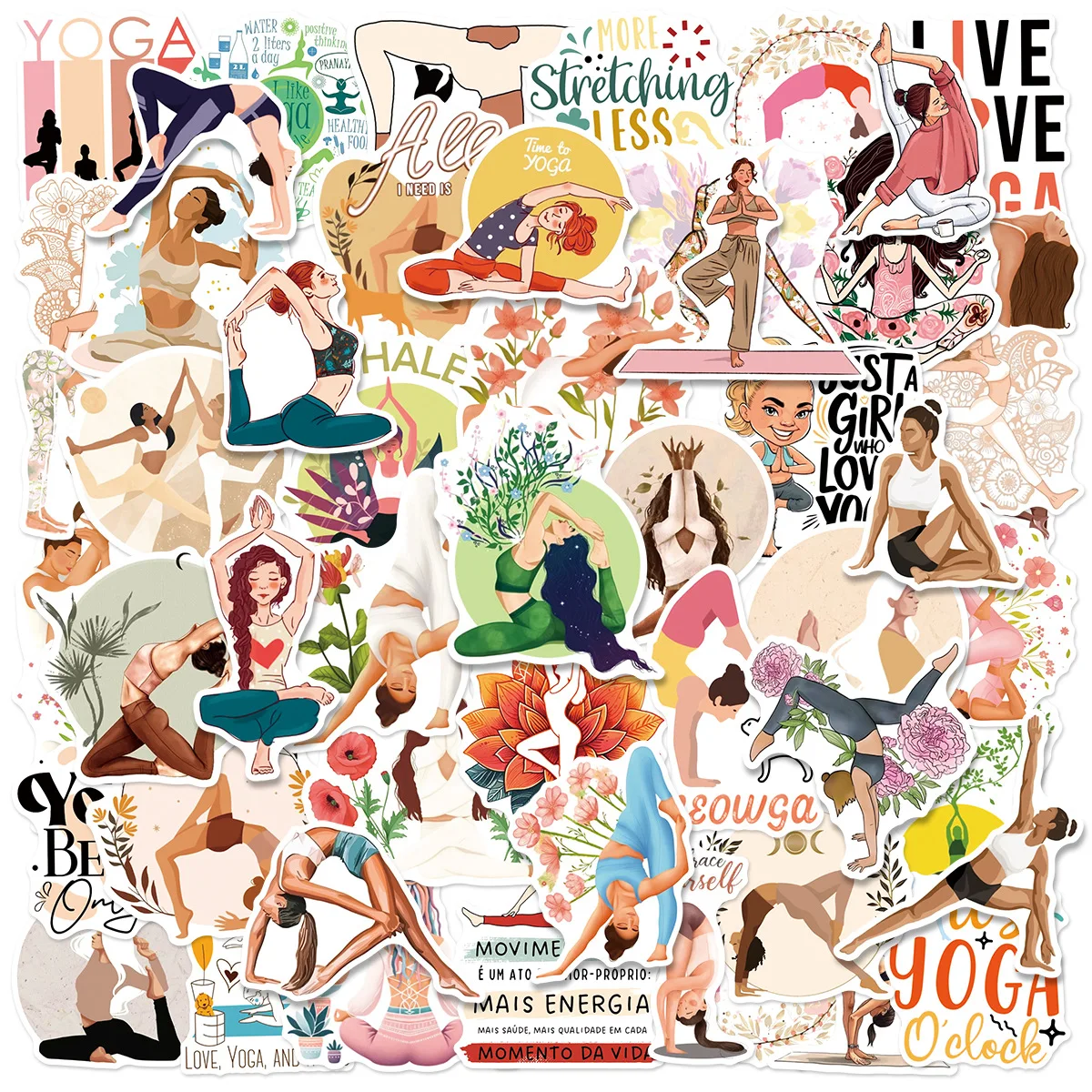 

10/30/50PCS Cartoon Yoga PVC Sticker Aesthetic Colored DIY Decoration Phone Laptop Luggage Skateboard Graffiti Decals