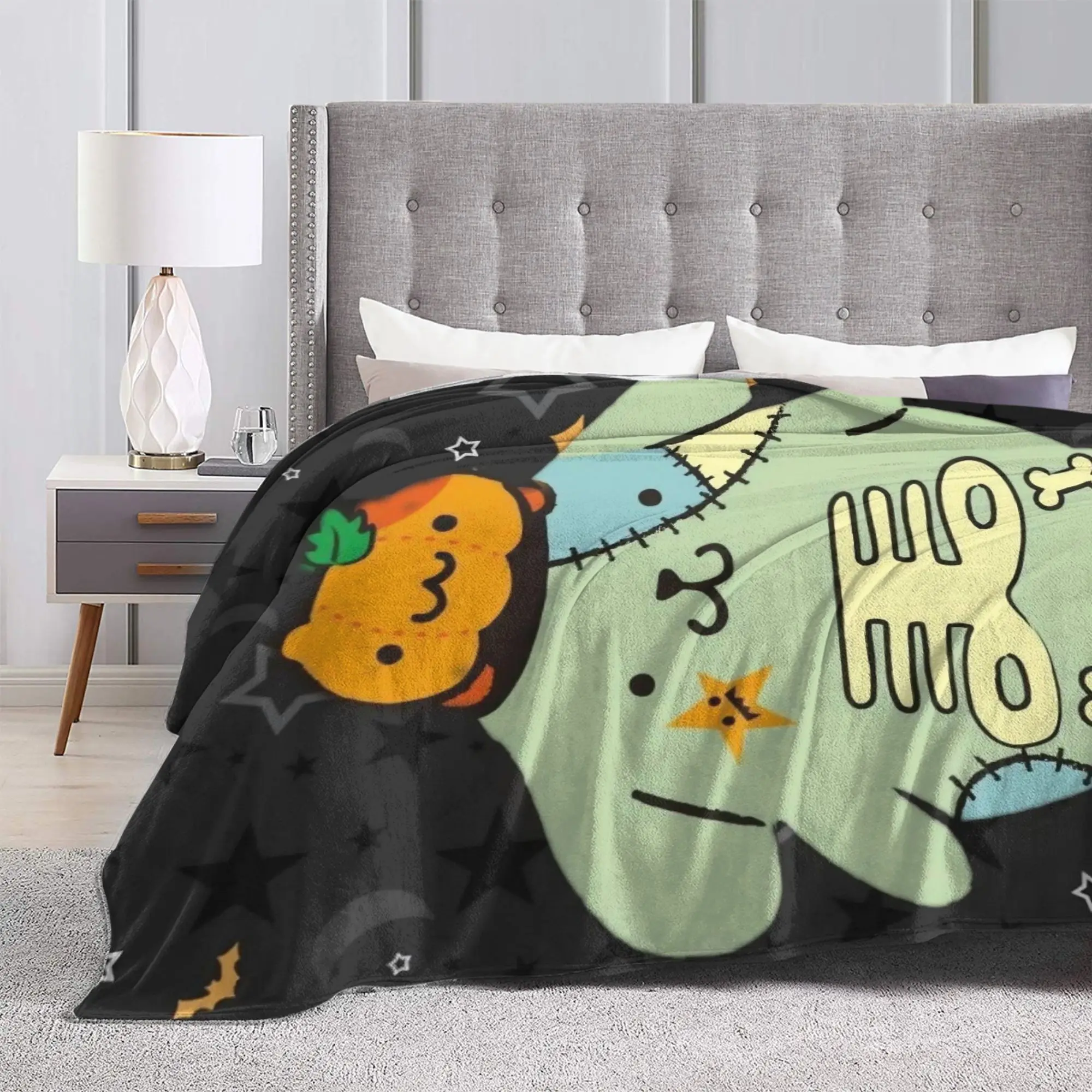Pompompurins Halloween Blanket Velvet All Season  Portable Super Soft Throw Blankets for Bedding Car Bedding Throws