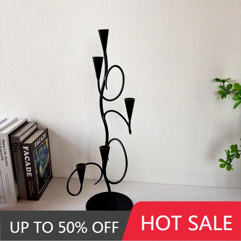 Metal Candle Holders European Luxury Candlestick Modern Restaurant Decor Candle Stick Holder Living Room Decoration Accessories