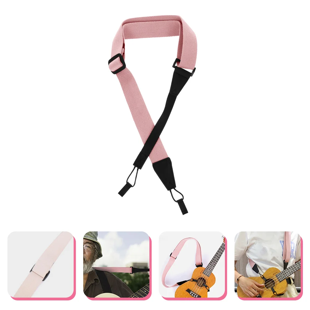 Mens Adjustable Belt Ukulele Strap Guitar Holding Musical Instrument Pink Cotton