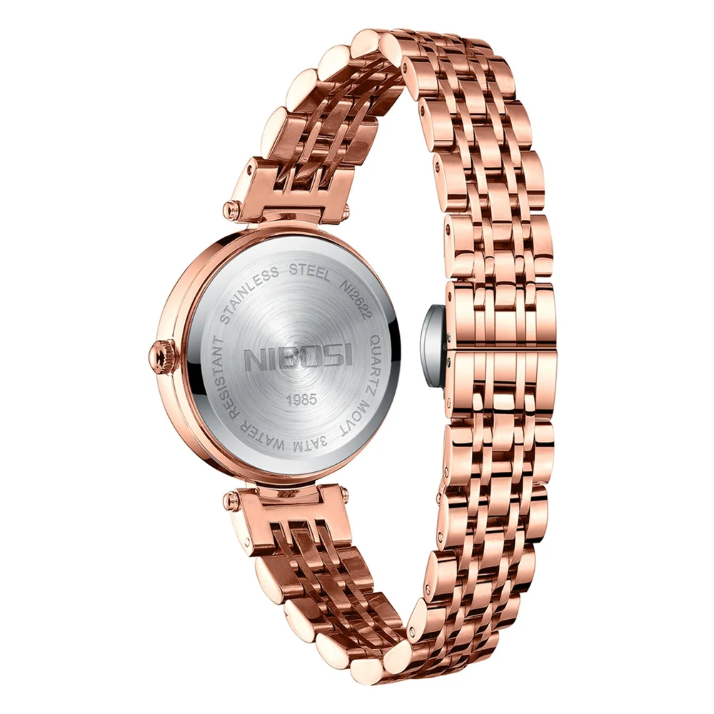 Nibosi moda strass dial losango relógio de quartzo para mulheres aço inoxidável à prova dwaterproof água luxo feminino relógio relogio feminino