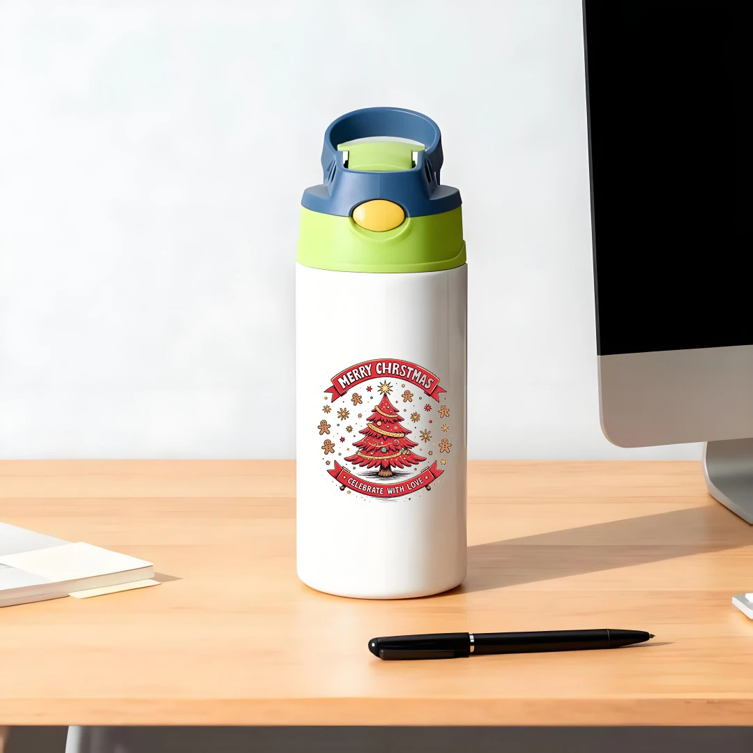 304ステンレス鋼製保温カップ + 漫画風クリスマスツリーストローカップ + キッズウォーターカップセット - 暖かさのための必須クリスマスギフト