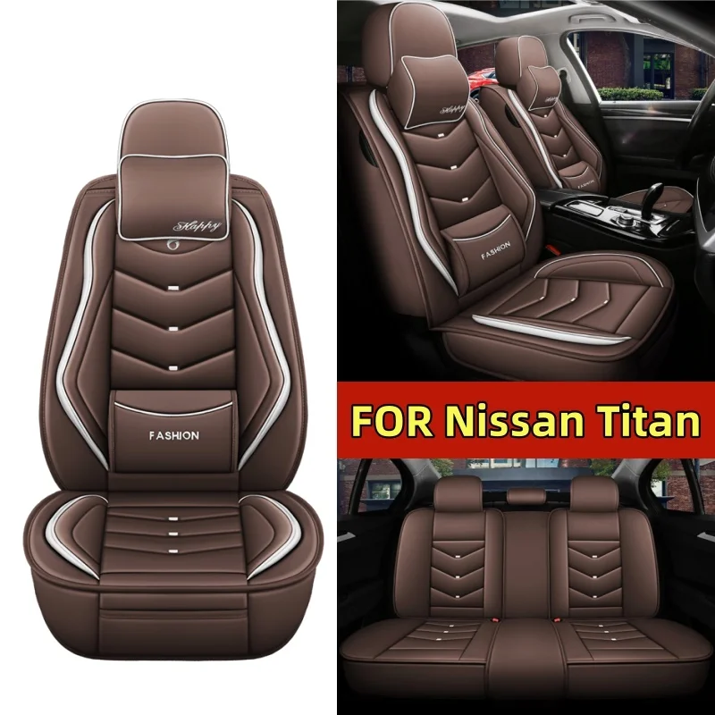 

Чехол на автомобильное сиденье для Nissan Titan, водонепроницаемый, из искусственной кожи, мягкий, удобный, подголовник, с твердой талией, с полной оберткой, чехол на сиденье