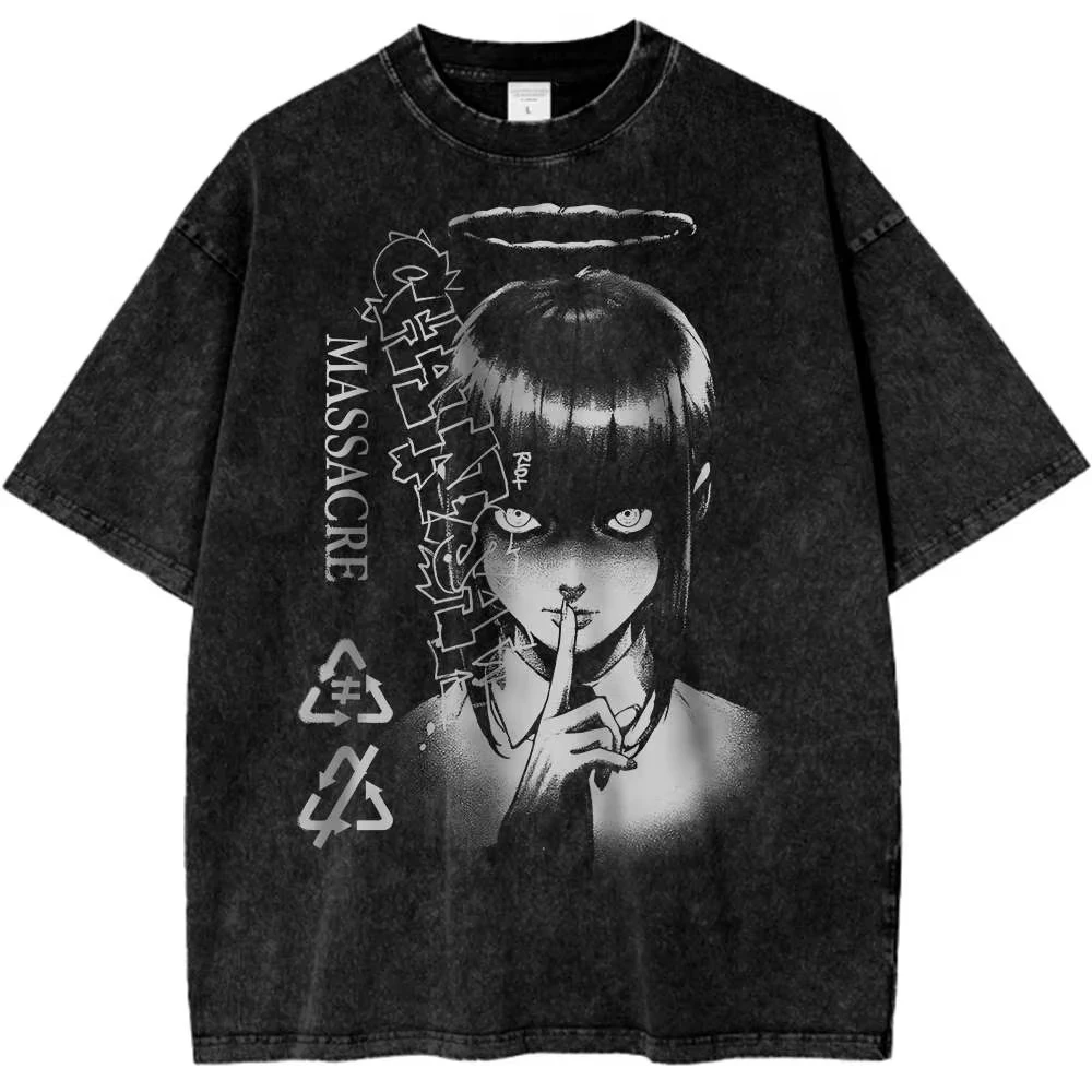 

Новая футболка 2026 года с принтом «Электрическая пила» (Макима), аниме-футболка, ретро-футболка, хлопковая повседневная спортивная футболка в стиле Харадзюку