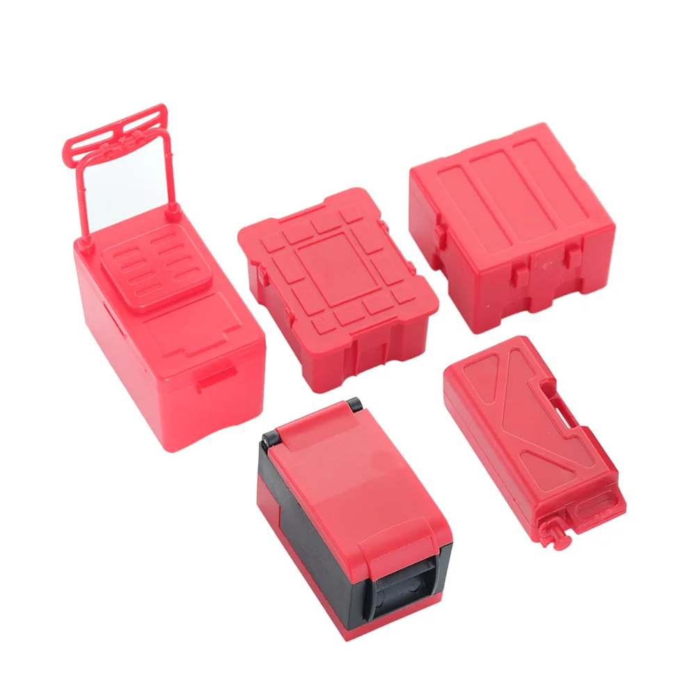 5Pcs RC Car Garages Simulation Refrigerator Fishing Storage Box Toys 1/10 Accessories for Axial SCX10 TRX6 TRX4 RC Crawler