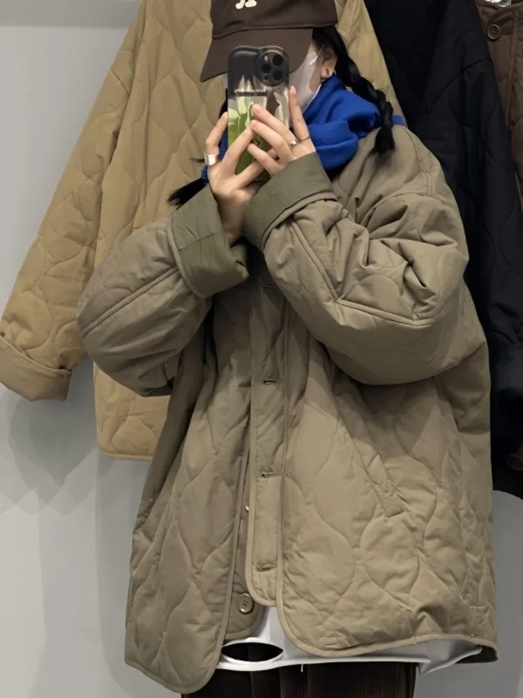 

Korean Sle plus Size Women's Casual Thiened Cotton Jaet Collarl Winter Coat Harbin Sle Long Sve round Ne Coat