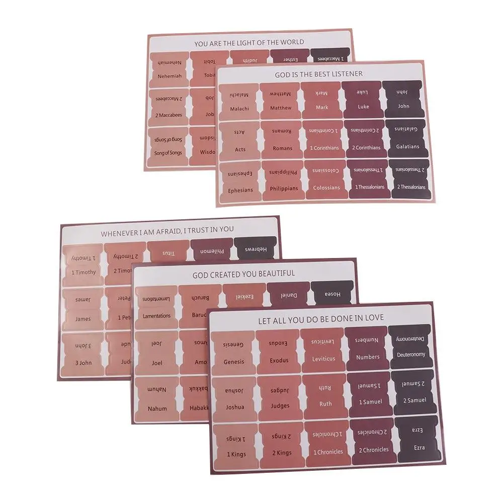 Personalized 5 Sheet Bible Index Writable Self-adhesive Bible Sticker Removable Paper Tabs Bible Label Stationery