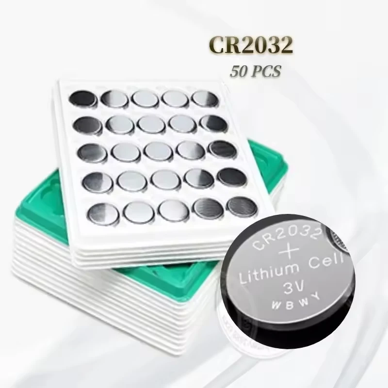 50pcs 200mAh CR2032 button battery 3V CR2032DL2032 ECR2032 3V lithium ion battery for watch calculator toy car remote control