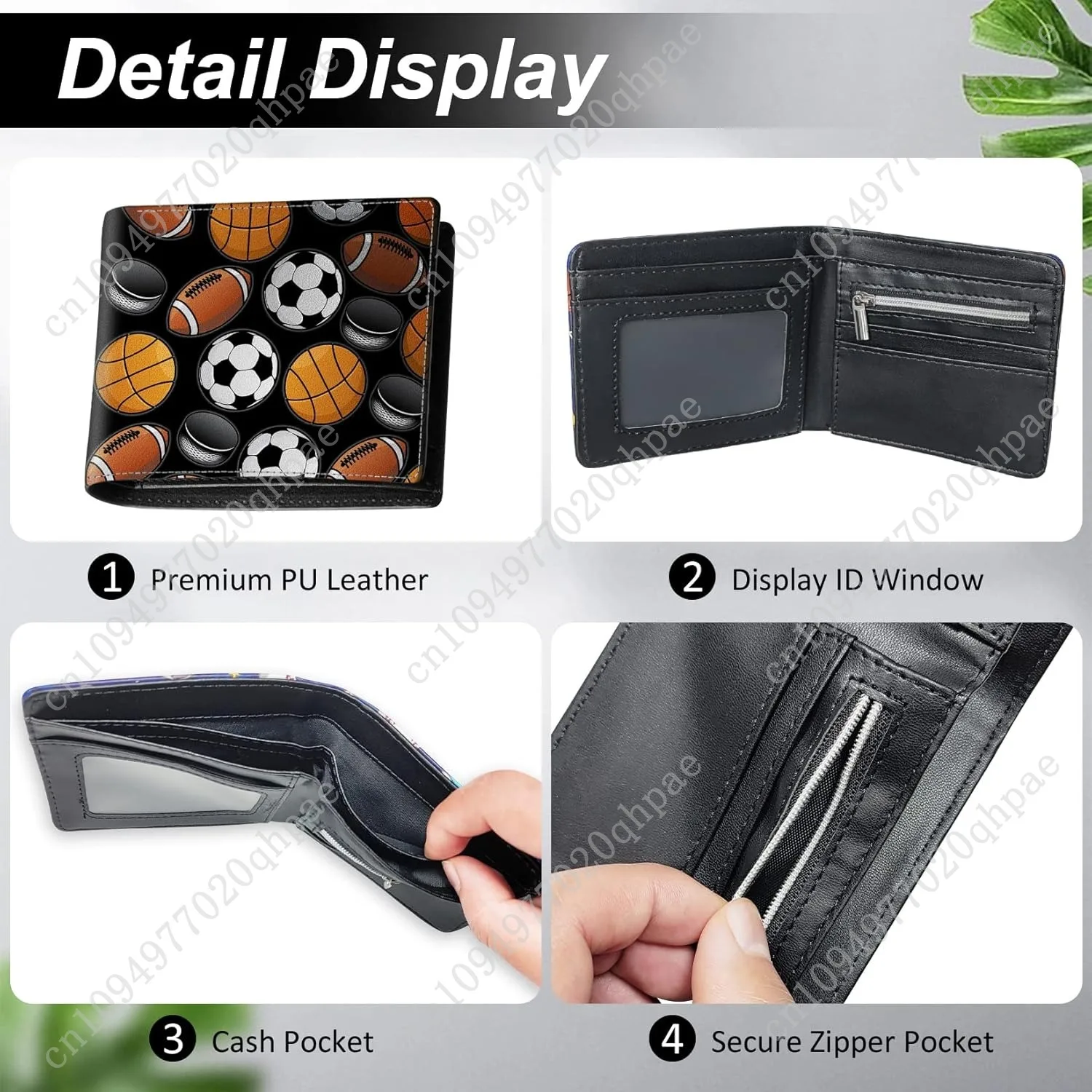Cool Wallet for Boys - Teen Boys Wallet Ball Print with Coin Pocket ID Window Credit ID Card Cash Holder Bifold Rfid Blocking Zi