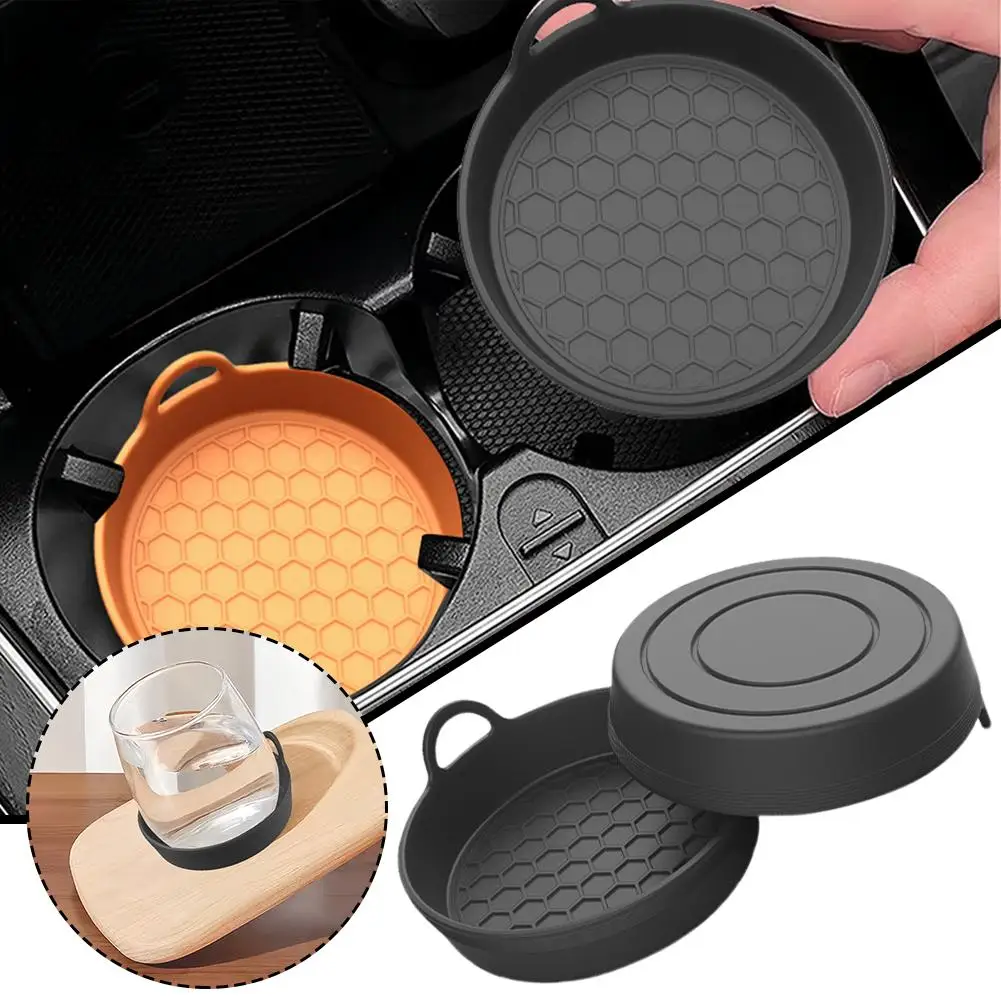 

Silicone Car Cup Coaster Non-slip Circular Drink Holder Pad Anti-spill Mat For Vehicle Interior Accessories V0c0