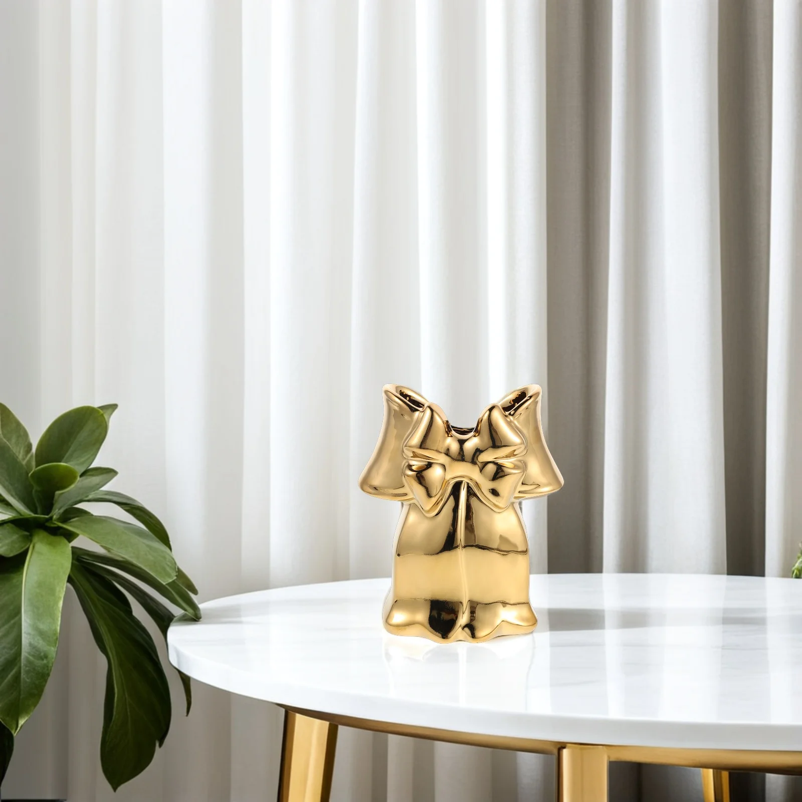 

Bowknot Porcelain Vase Ceramic Flower Holder Decorative Vase for Bedroom Living Room Office Table Display Centerpiece