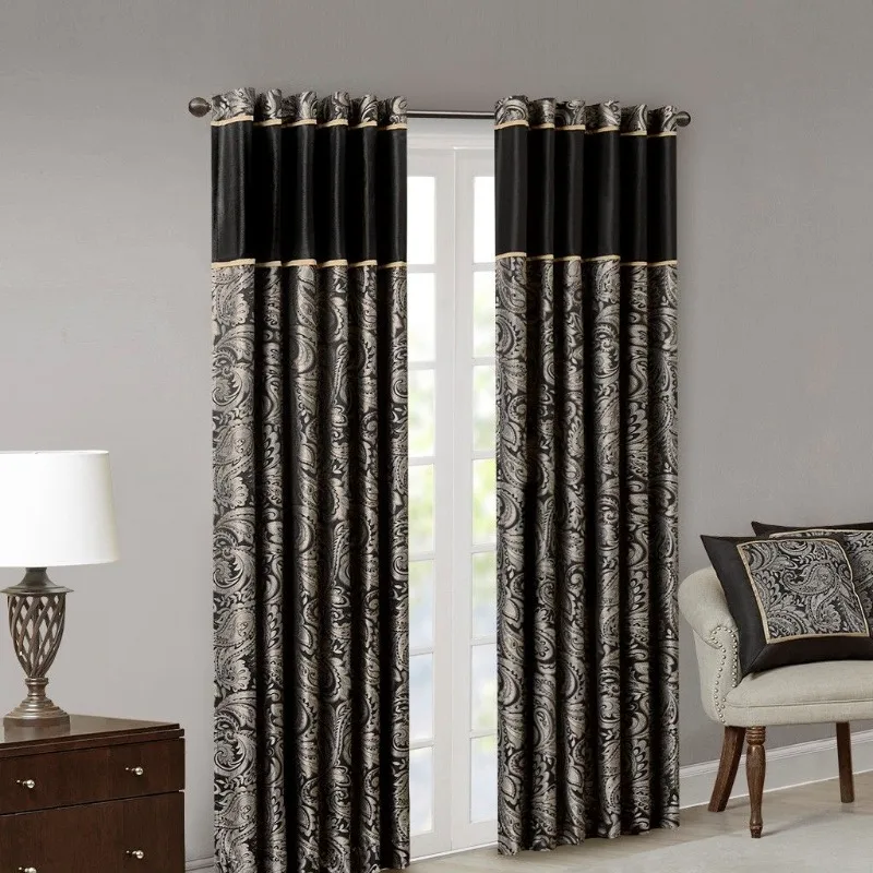 

Jacquard Curtain Panels Pair Chemical-Free Window Drapes Comfortable Healthy Blackout Curtains for Bedroom Living Room Home