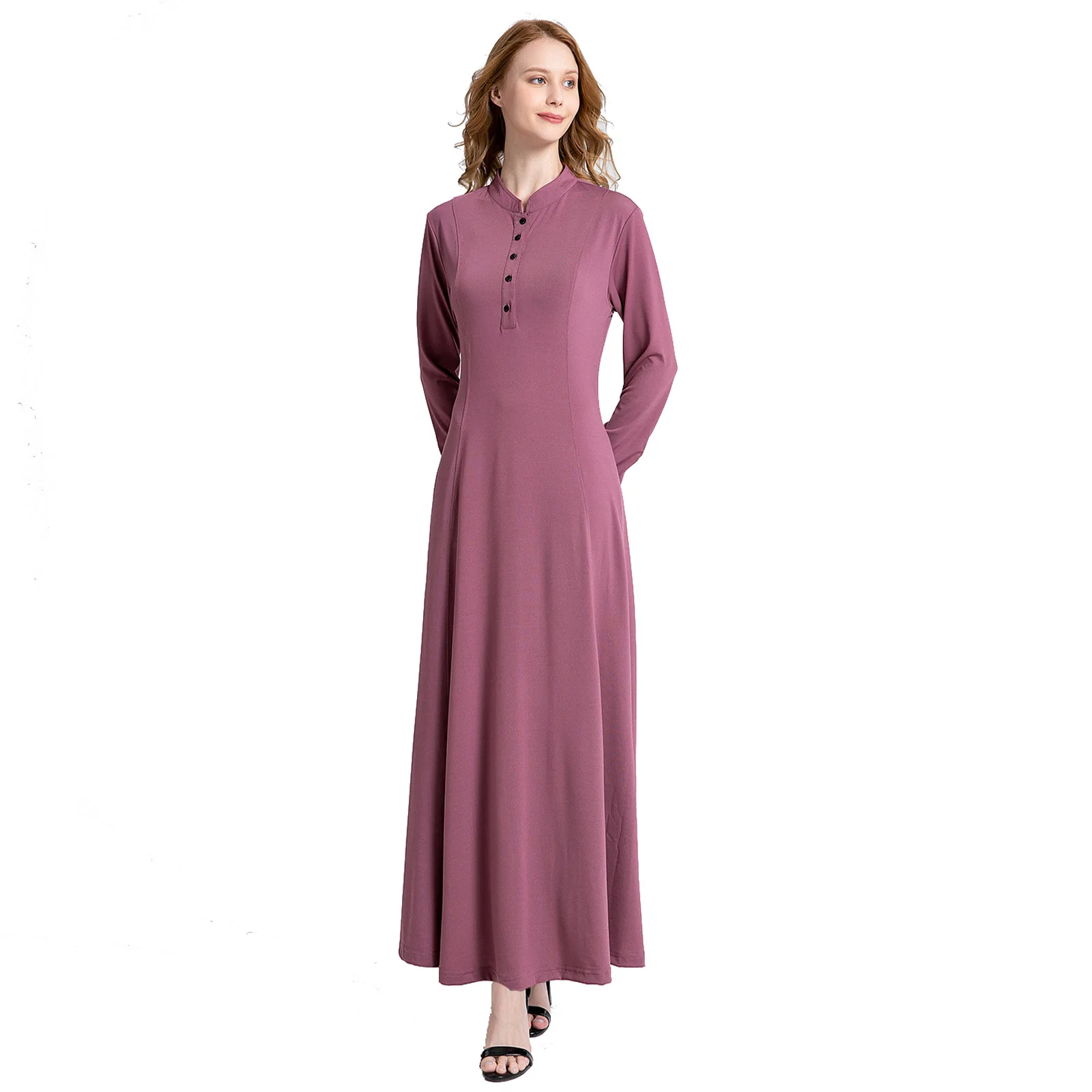 

Islamic Clothing for Women Autumn Muslim Abaya Women Arab Middle Eastern Long Robe Pure Color Coat Kaftan Abaya Dubai (No Hijab)