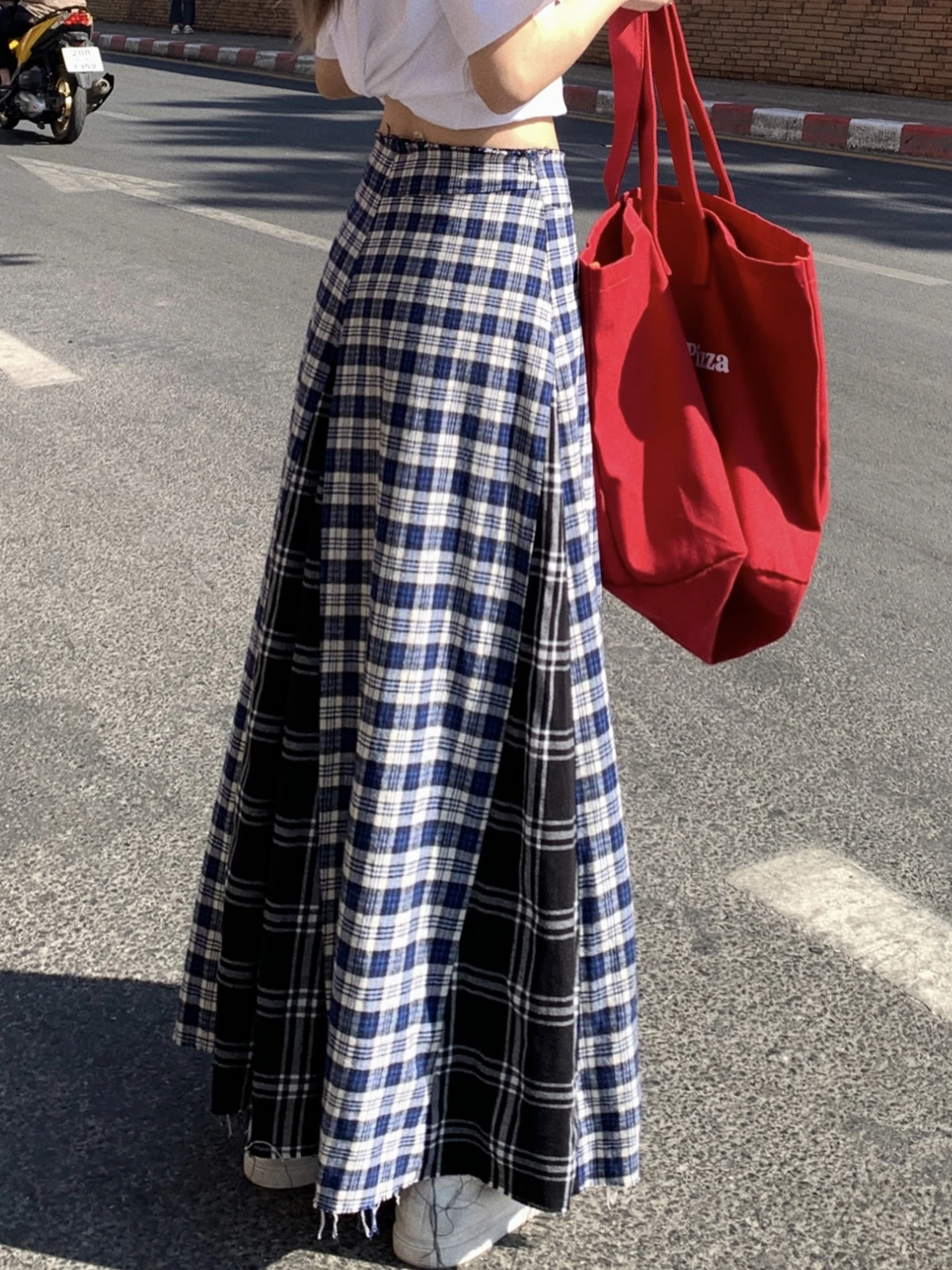 ZHISILAO New Chic High Waist Skirts Women Vintage Y2k Lattice Long Skirts Elegant Spring Summer 2025