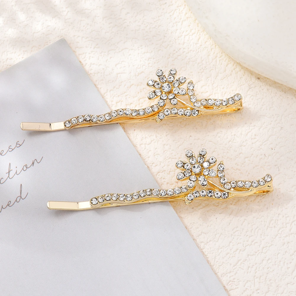 

Minimalist hairpin rhinestone hair accessory set, elegant flower one-piece clip, side hairpin, ladies' hair accessory