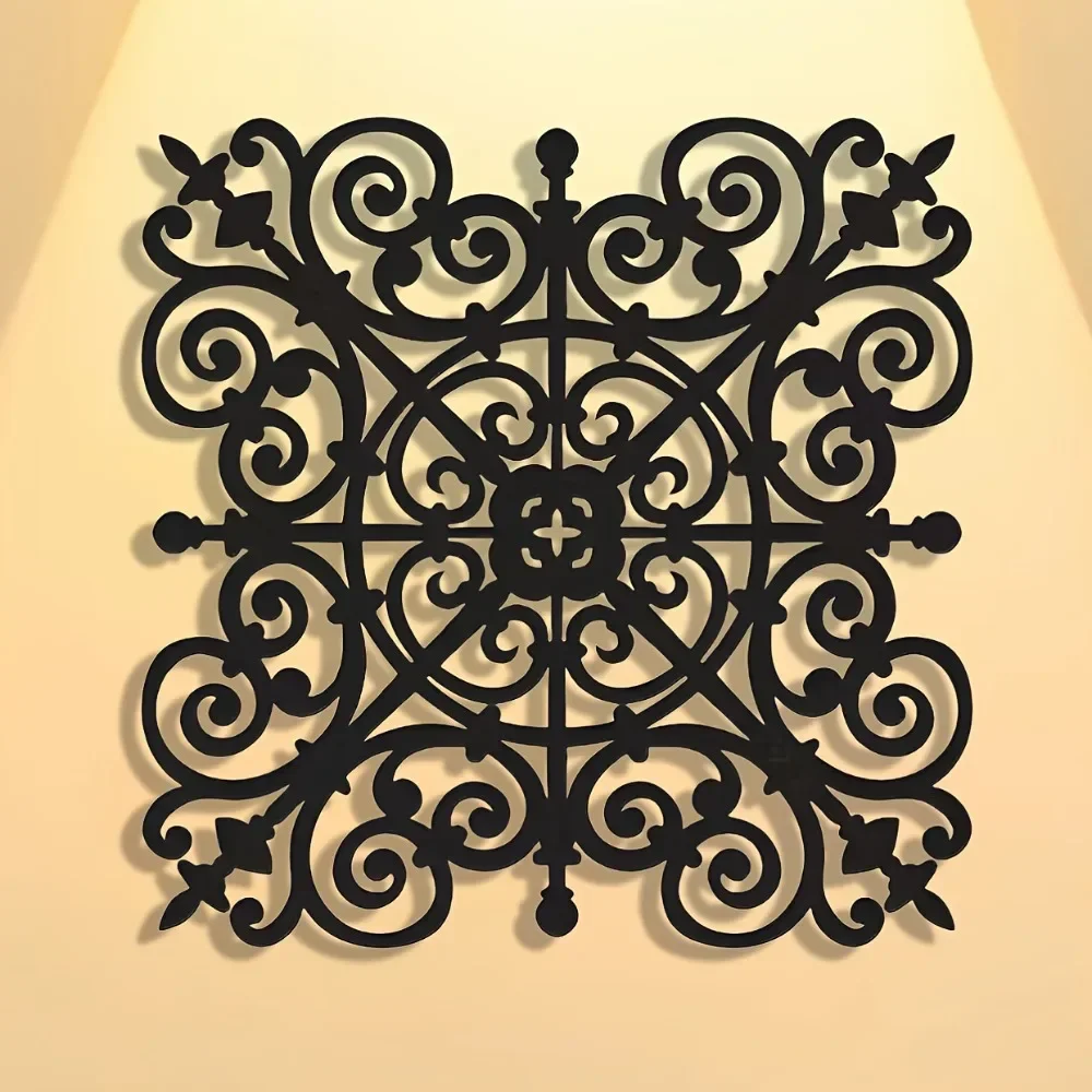 Metall-Wandkunst-Dekoration im Landhausstil, Wand-Skulptur mit Filigranem Schnitzwerk, Geschenk