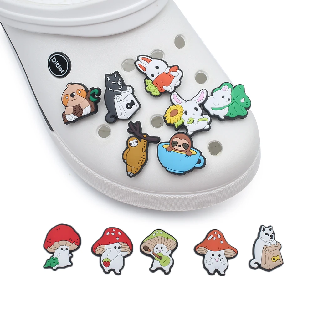 12-100pcs Cute Mushrooms Shoe Charms For Sandals, Shoe Decoration Accessories Shoe Pins Great Gift For Men Women