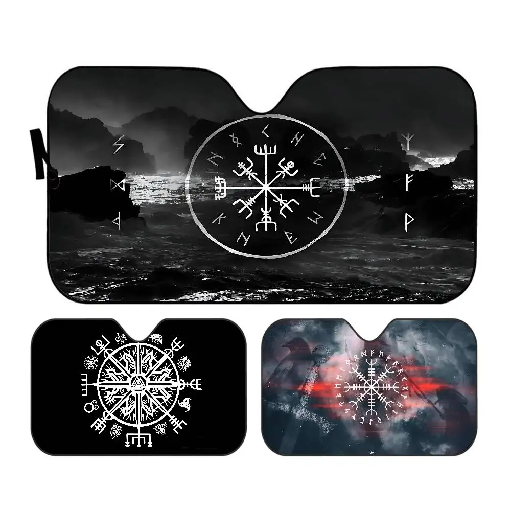 V-Viking Logo V-Vegvisir Luxury Windshield Sun Shade For Sedans,51.2