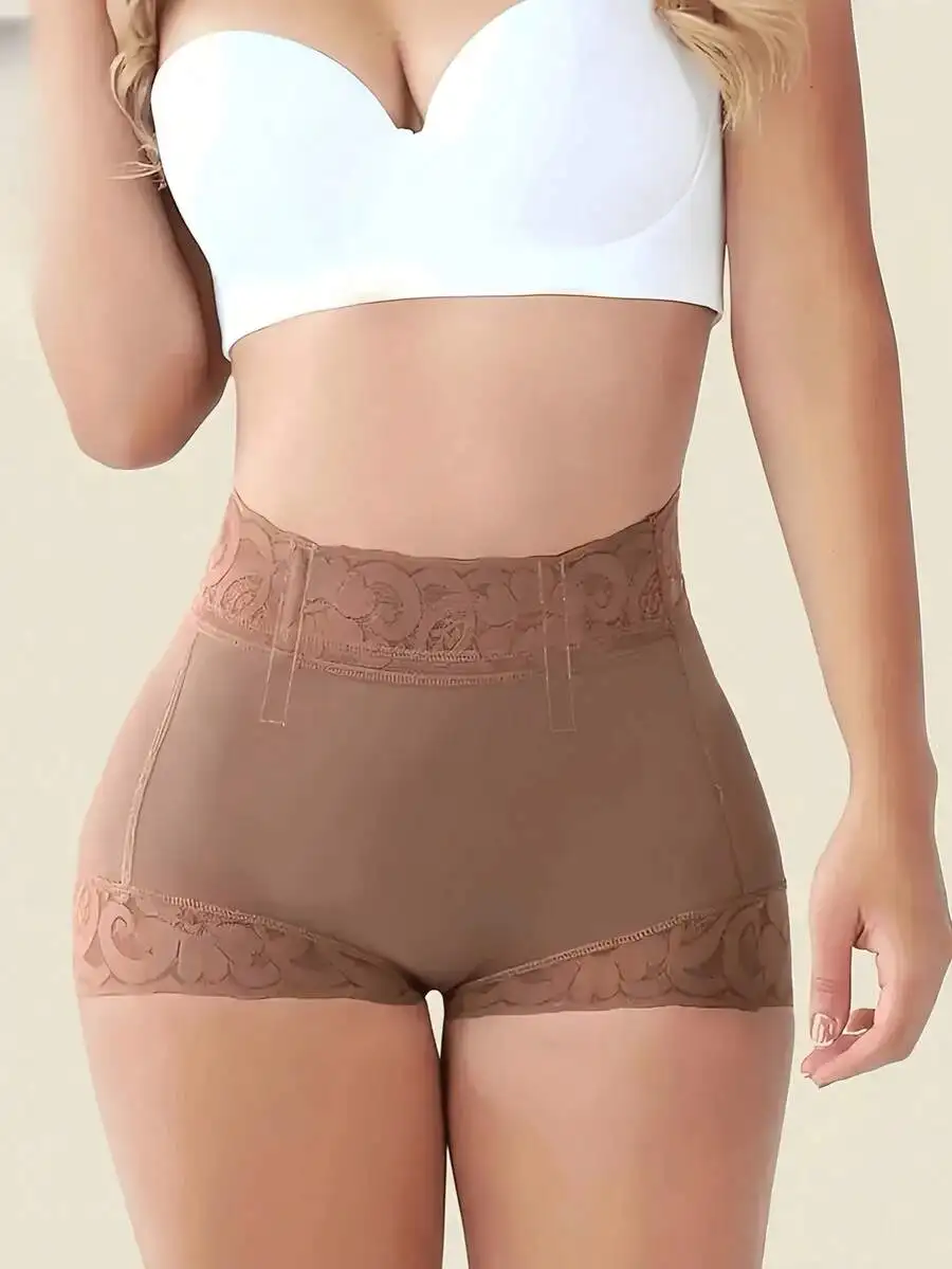 

2PCS Women’s High-Waisted Shapewear Briefs With Elegant Floral Lace Trim, Tummy Flattening And Hip Lifting For Everyday Comfort
