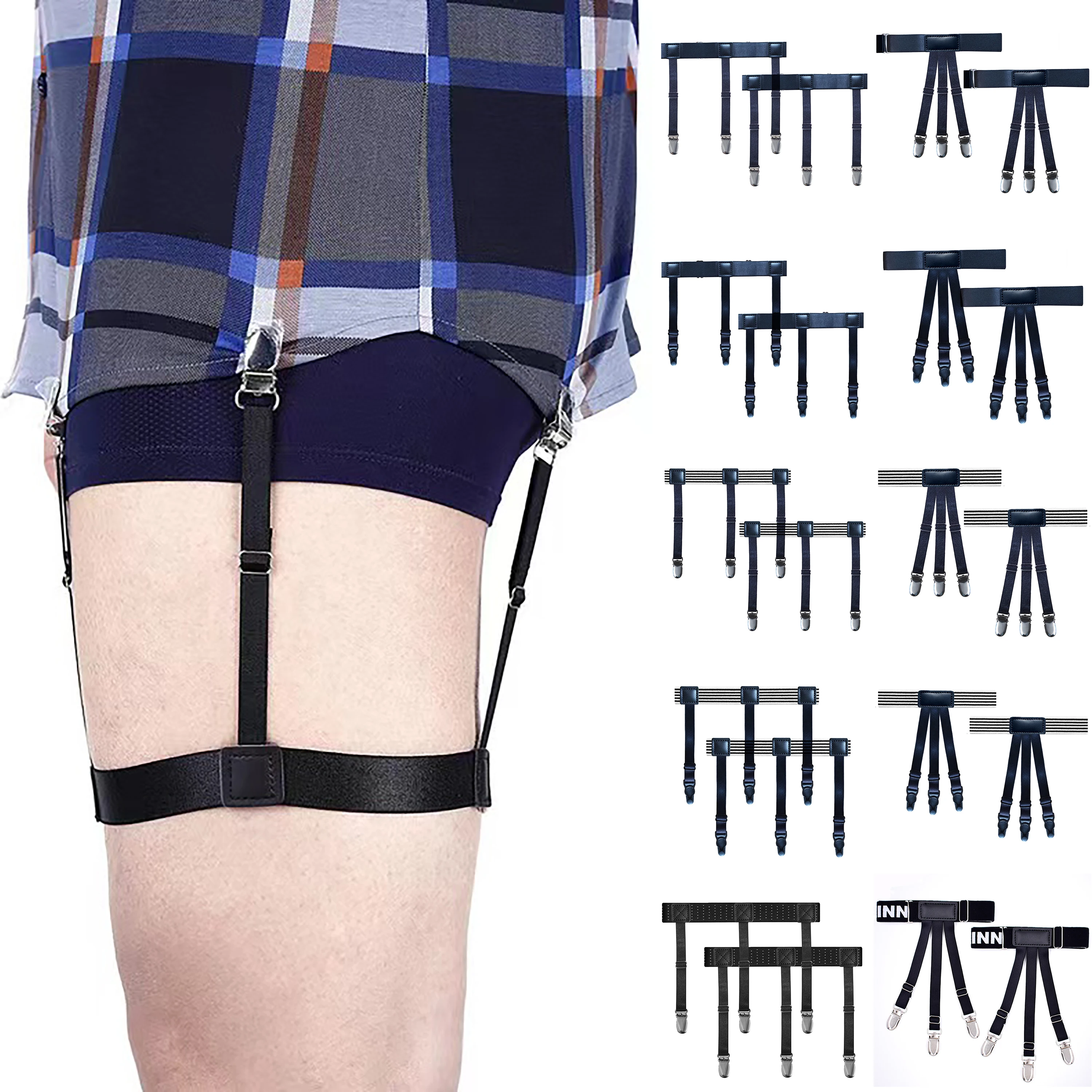 1Pair Classic Men Shirt Stays Belt With Non-slip Locking Clips Fit Business Office Suspender Garter Belt Utility Shirt Accessory