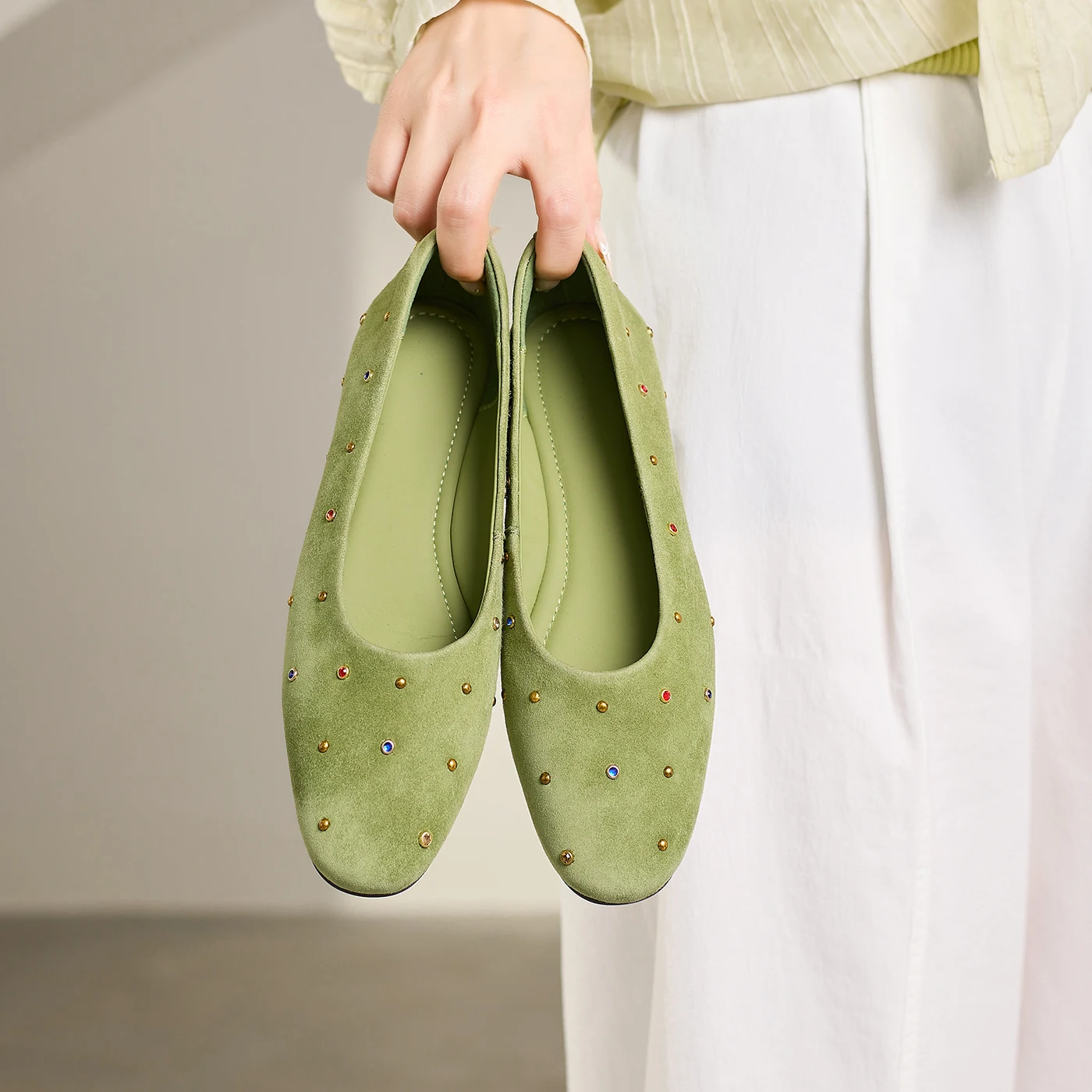 

Genuine Leather Sheepskin Women Shoes, Slip-on Low heel Shallow Work Flats,Fashion Summer Women's Sandals,Party Women's Pumps