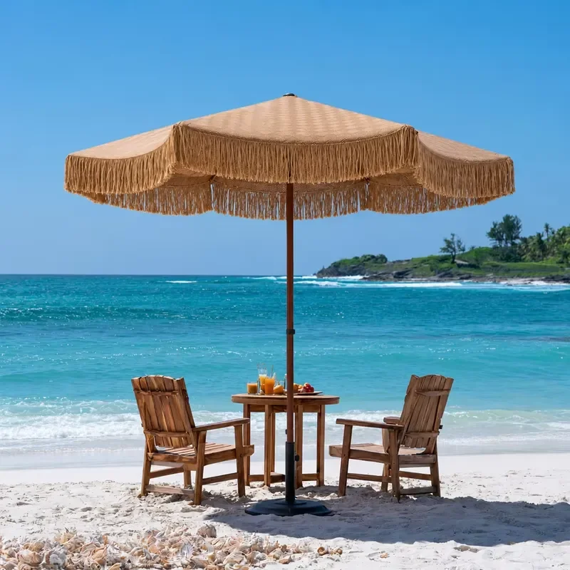 Wholesale New Hotel Swimming Pool Fringed Sunshade Beach Umbrella