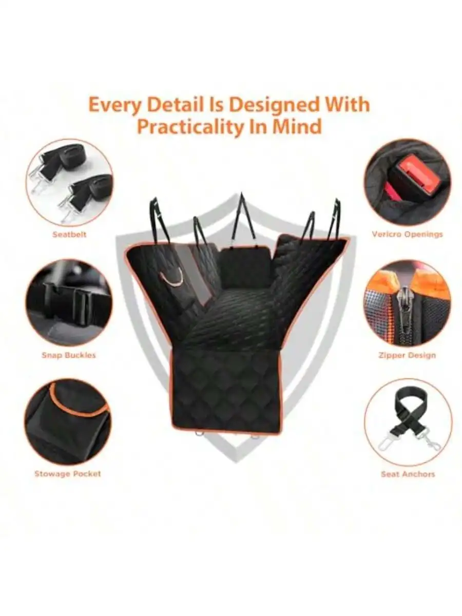 

Waterproof Dog Car Seat Cover With Mesh Window Storage Pocket Nonslip Universal Fit For Car Truck SUV