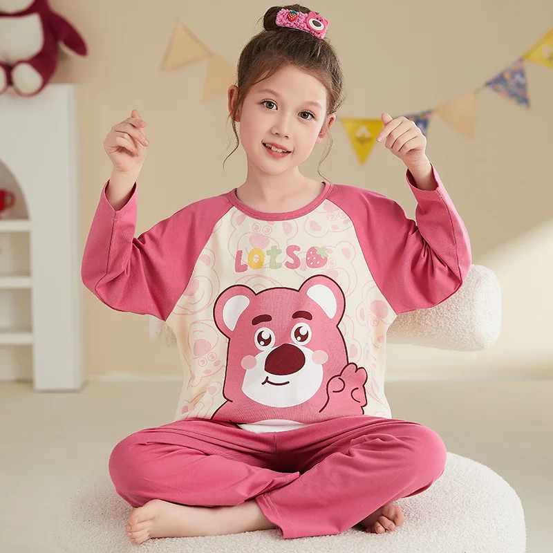

Disney Anime Pajama Sets Girls Trendy Korean Style Cartoon Print Nightwear Set Soft Comfortable Indoor Costume Autumn Winter