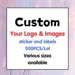 500PCS Custom Square Stickers Customized Logo Wedding Birthday Gift Box Personalize Wholesale Design Sticker Packaging Labels