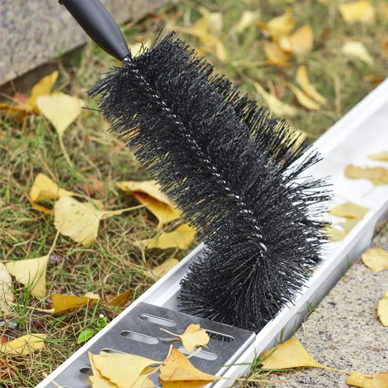 Telescopic Gutter Cleaning Brush Removing Leaves Debris Adjustable Angle For Hard-to-Reach Areas Gutter Guard Cleaning Tools