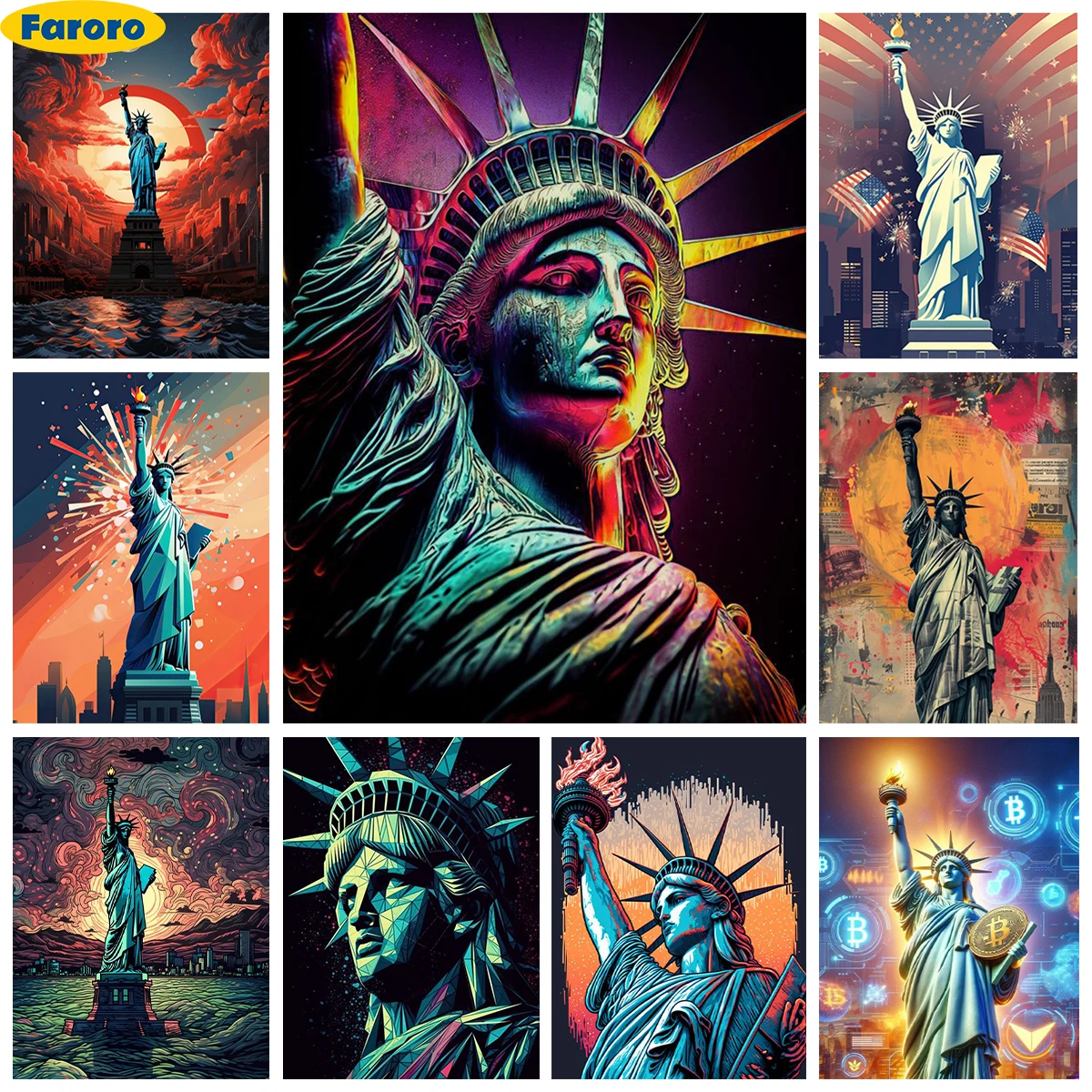 

Statue of Liberty 5D Diamond Painting Landmark Scenery Diy Diamond Embroidery Cross Stitch Mosaic Home Wall Decor Handmade Gift