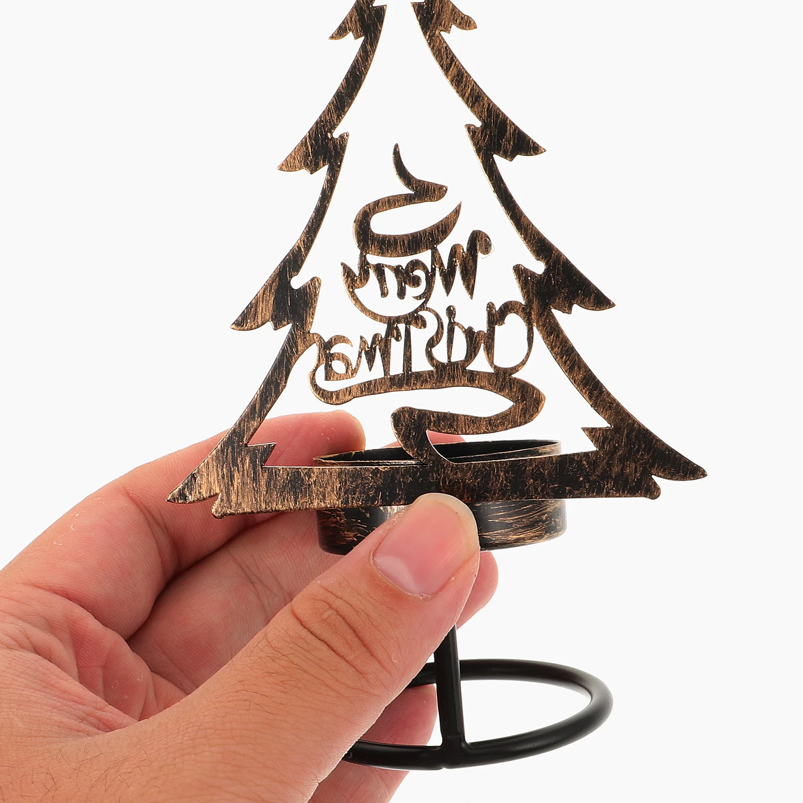 Christmas Iron Art Holder Exquisite Craftsmanship Safe Stable Round Base Xmas Decor Stand Desktop Decoration Gift