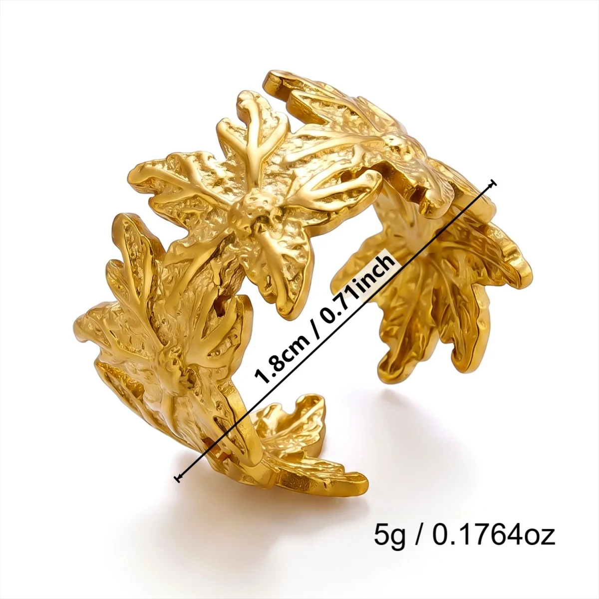 Edelstahlringe mit unregelmäßigen Wellen, Korallen, Seesternen und Blumen für Damen und Herren, Retro-Punk, florale Blätter, geometrische Linien, Boho-Schmuck – Detail 30