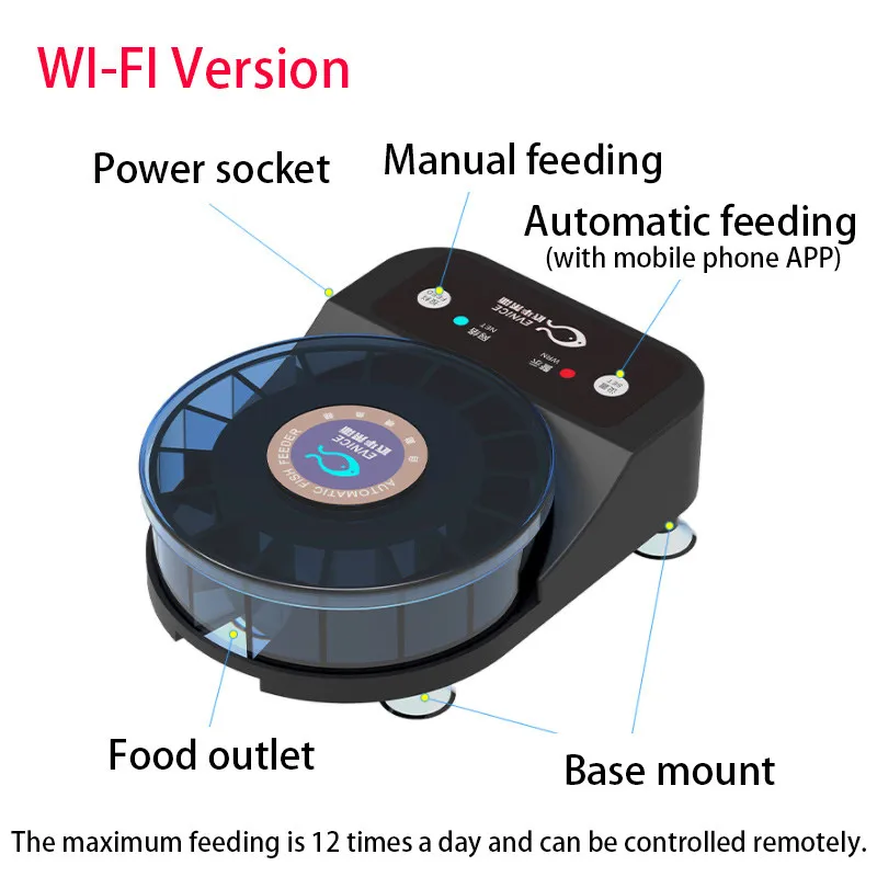 Imagem -05 - Alimentador Automático de Aquário Alimentação Regular e Quantitativa Modo Aquário Wi-fi dc Plug-in 6v 1a 60ml Capacidade