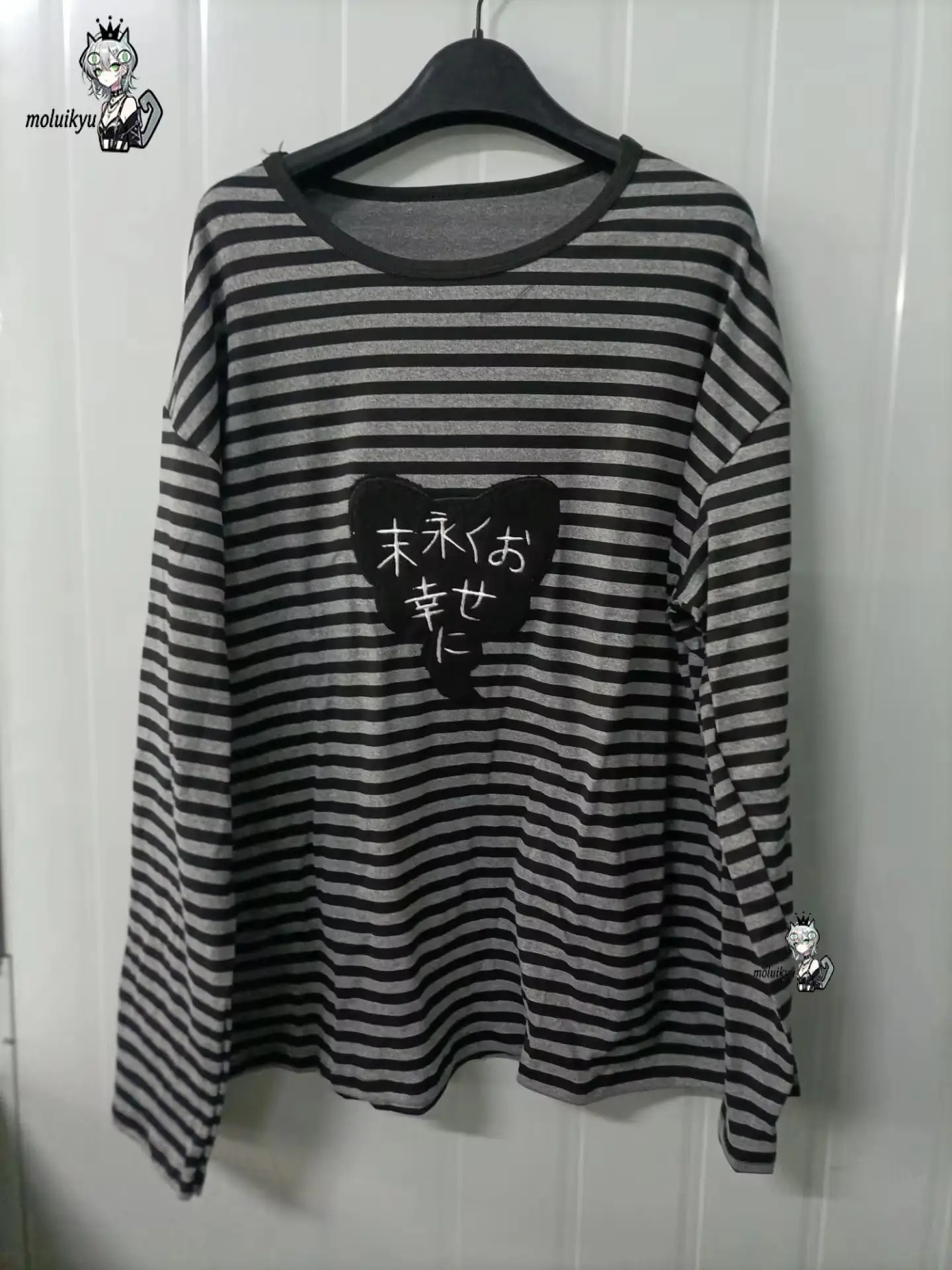 Y2K American Punk Vintage O Neck Long Sleeve Shirts All-Match Striped Design Harajuku Embroidery Tops Aesthetic High Street Tees view 6