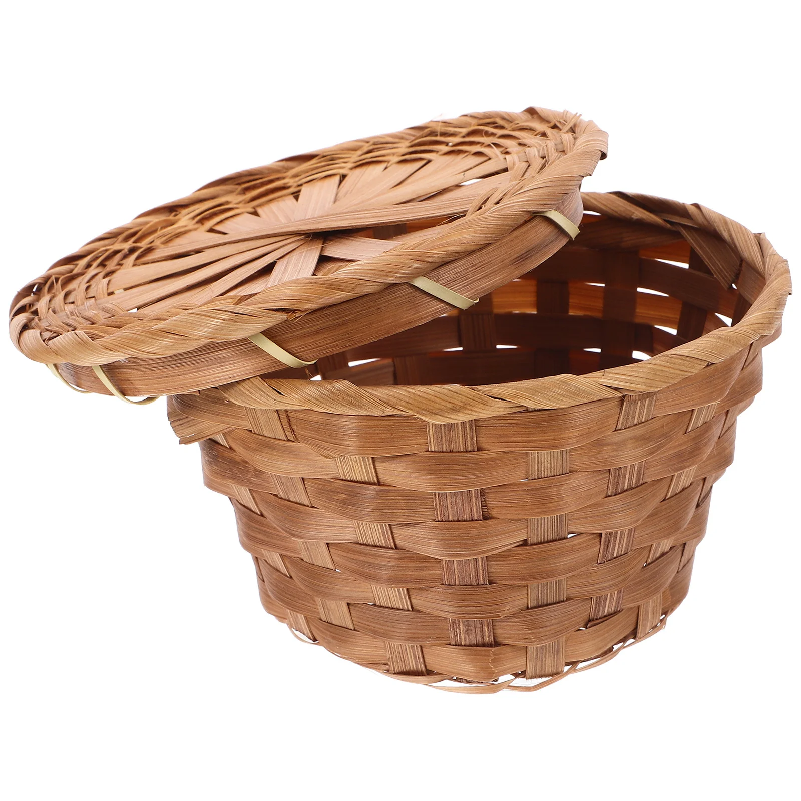 

Versatile Hand Woven Bamboo Basket Lid Perfect Bread Fruits Tea Leaves Storage Container Home Decor Elegant Design