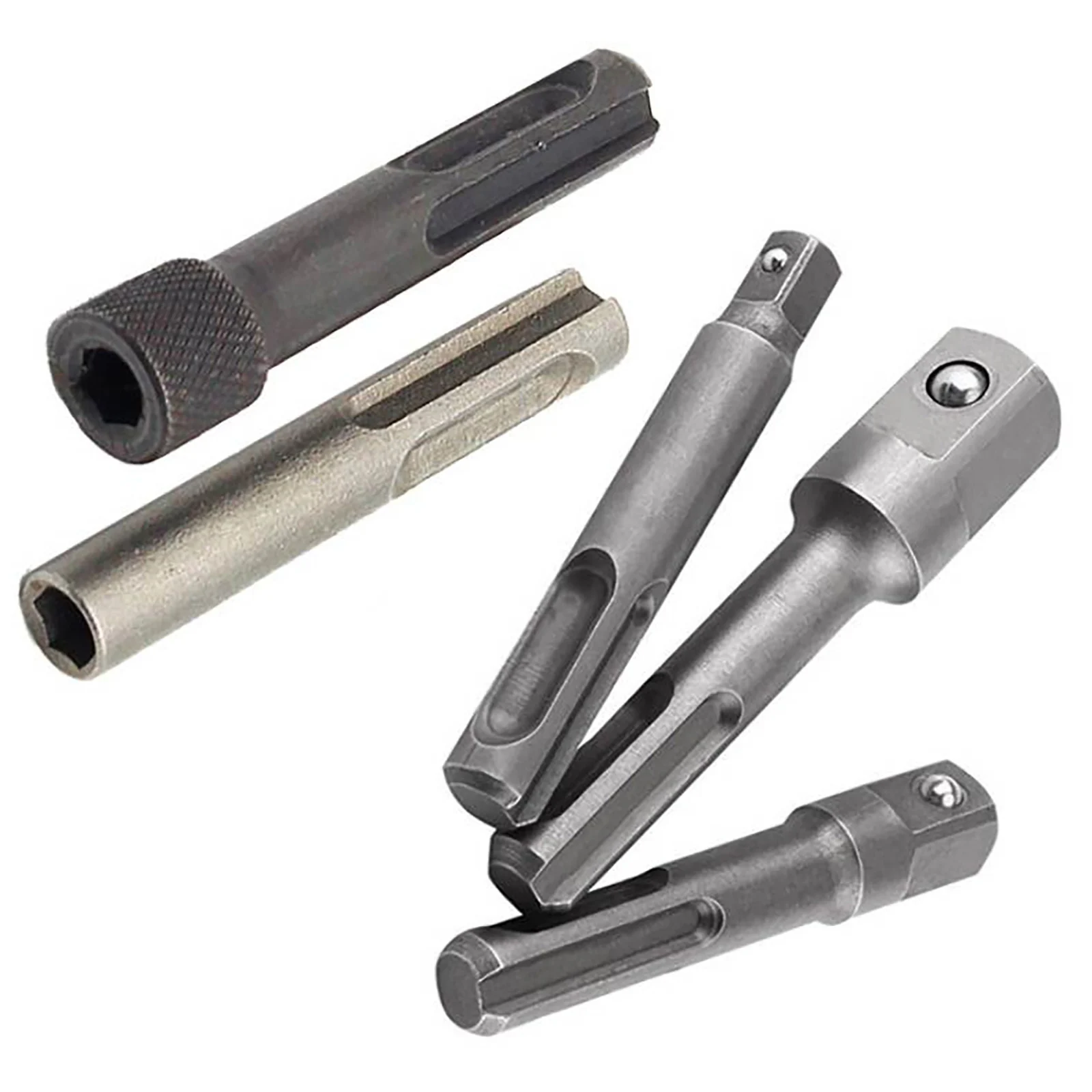 5Pcs SDS Plus 1/4 Hex Socket Driver Hammer Drill Bit Chuck Adaptor Bar Kit Impact Driver Extension Adapter For 1/4
