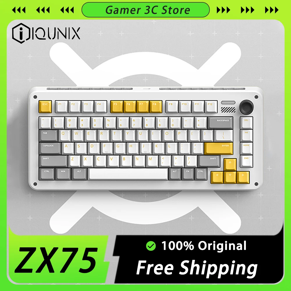 

IQUNIX ZX75 Mechanical Keyboard Multifunctional Knob Three Mode Hot Swap Wireless Gaming Keyboard 81 keys RGB Gamer Mac Pc Gifts