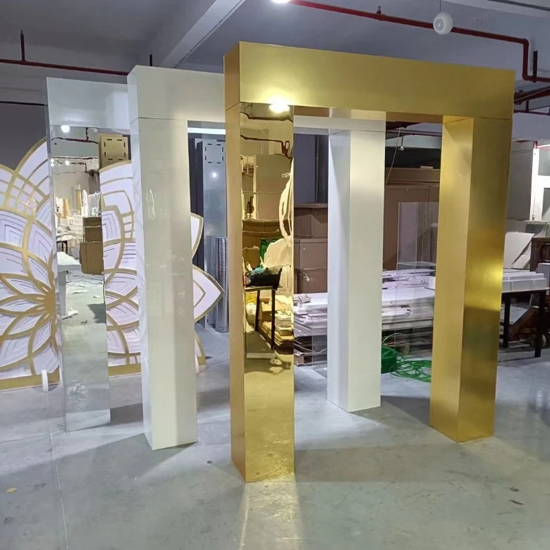 Gold Regular Shape Acrylic Background Wedding Arch Wedding Event Bracket