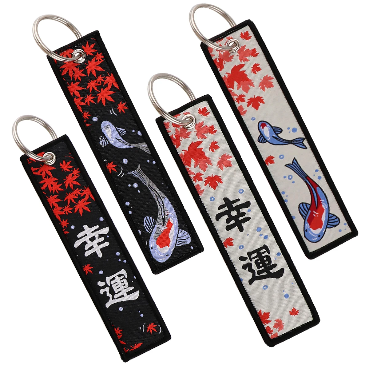 Good Luck Koi Japanese Key Fobs Embroidery Key Tag Motorcycles Car Keychain For Friend Fashion Key Ring Accessories Gift