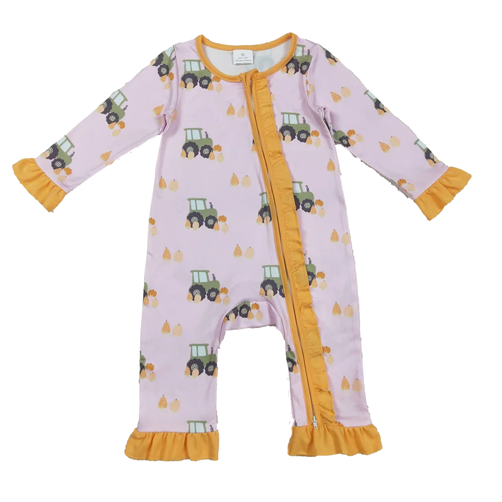 

Baby Winter Rompers Baby Girls Pink Ghost Pumpkins Halloween Zipper Footie Rompers