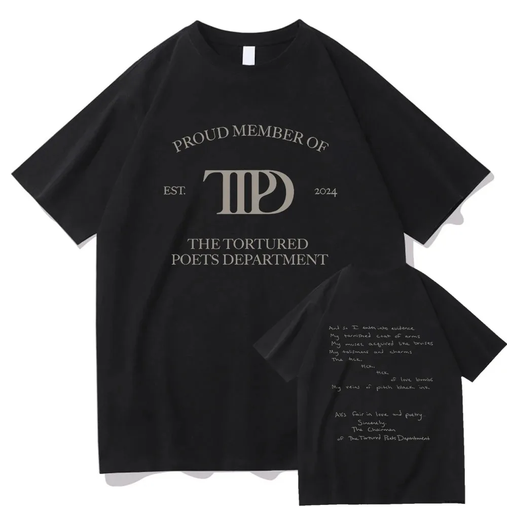 2024 New Album The Tortured Poets Department T Shirt Fashion Men Harajuku Vintage T-Shirt Women High Quality Cotton Tees Shirts