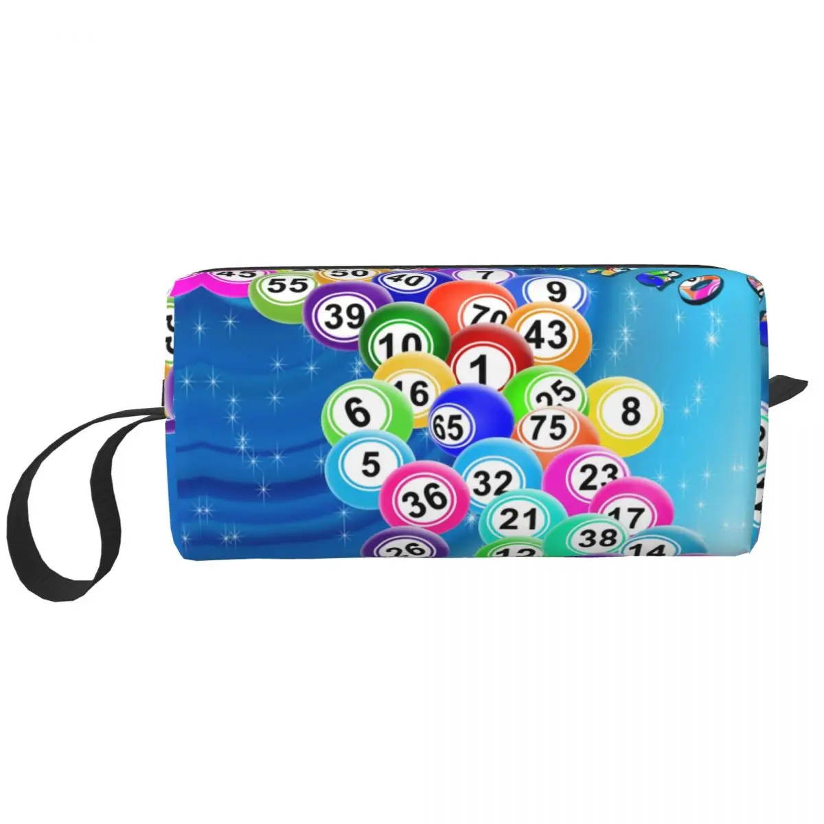 Custom Travel Bingo Balls Toiletry Bag Kawaii Paper Game Makeup Cosmetic Organizer Women Beauty Storage Dopp Kit Box