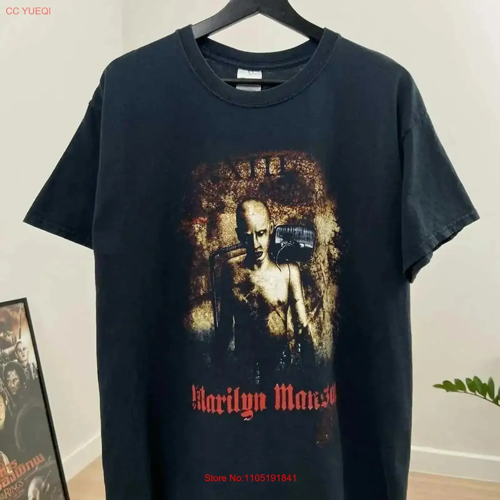 Marilyn Manson Rock Band T Shirt Retro Classic KH7273 vintage Washed Stylish Versatile graphic streetwear Slightly Comfortable