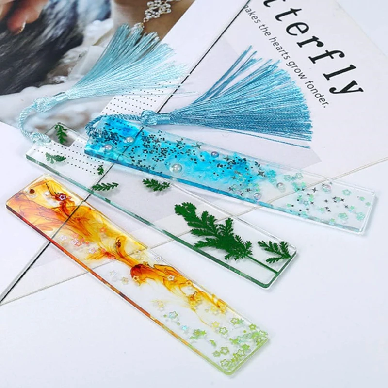 Bookmark Silicone Mold DIY Rectangle Handmade Dried Flower Bookmarks Transparent Resin Page Marker Book Decor Crafts Accessories