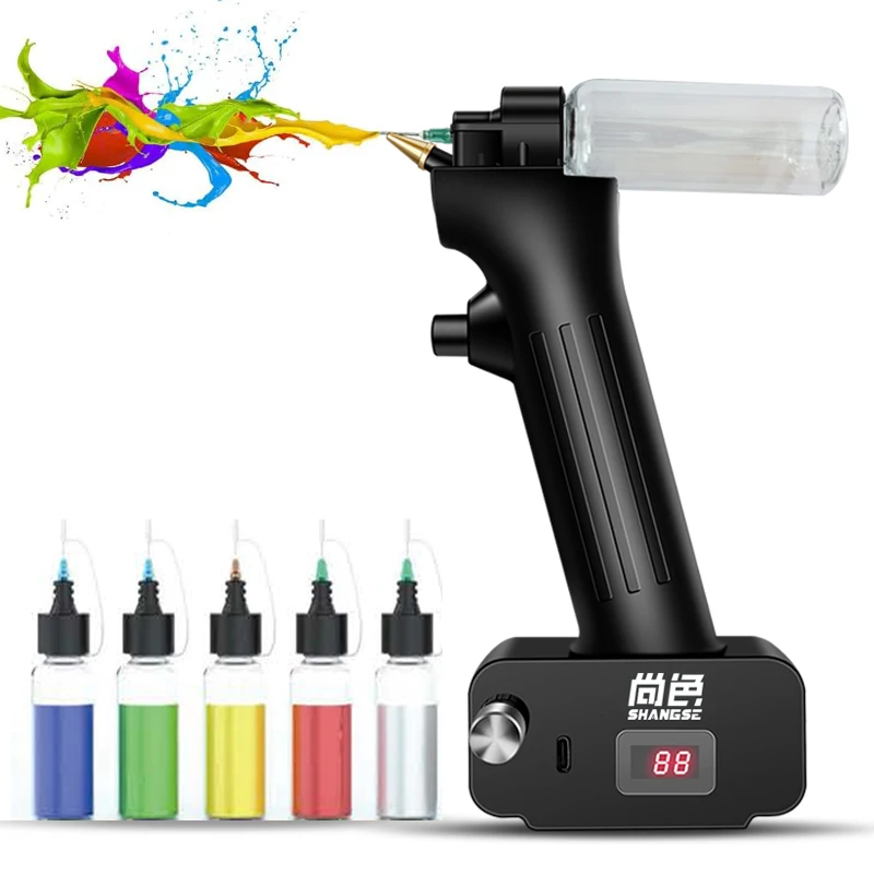 SHANGSE No-Clean Airbrush Kit-30PSI  Rechargeable Cordless Quick Spray Portable Tools for Model Painting Furniture Restoration